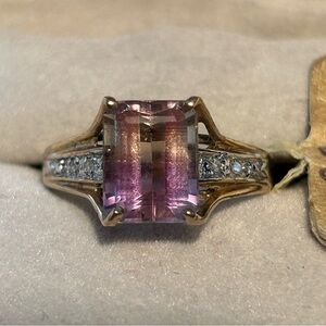 Emerald cut Ametrine Ring